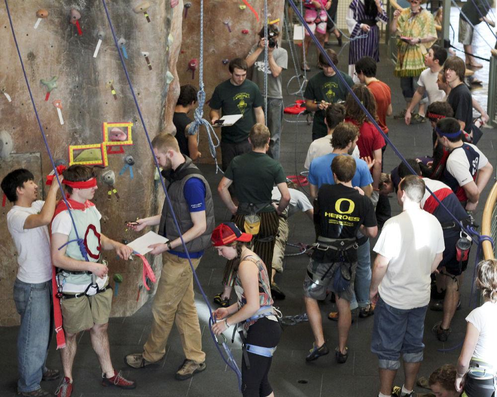 The 10th annual Vertical Circus is a climbing event at the rock wall in the student recreation center. While the event was aimed at students, it was open to anyone. The competions included speed climbing, one handed climbing, three legged climbing and a Ninja Warrior Course.