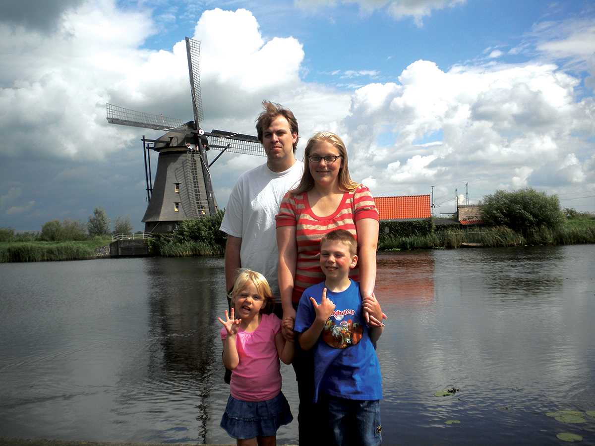 Sanne Godfrey, her husband Mathew, and their children Joshua and Zoey visit Kinderdijk, Netherlands, to reconnect with the past.