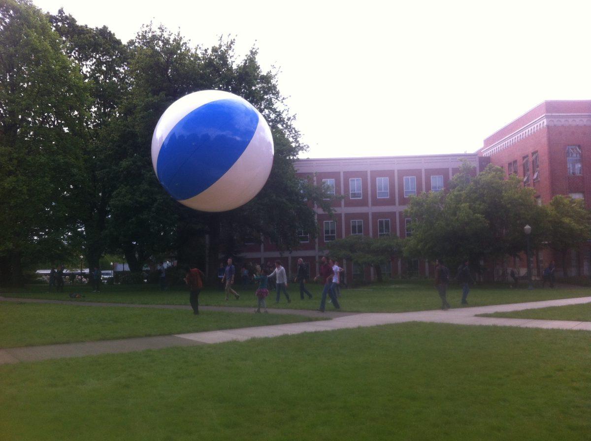 The 12&#215;12 ball has featured at locations in Iran; Dubai, United Arab Emirates; Georgia; and Tokyo, Japan before being brought to Chicago, Irvine and now Eugene. (Andrew Field/Emerald)