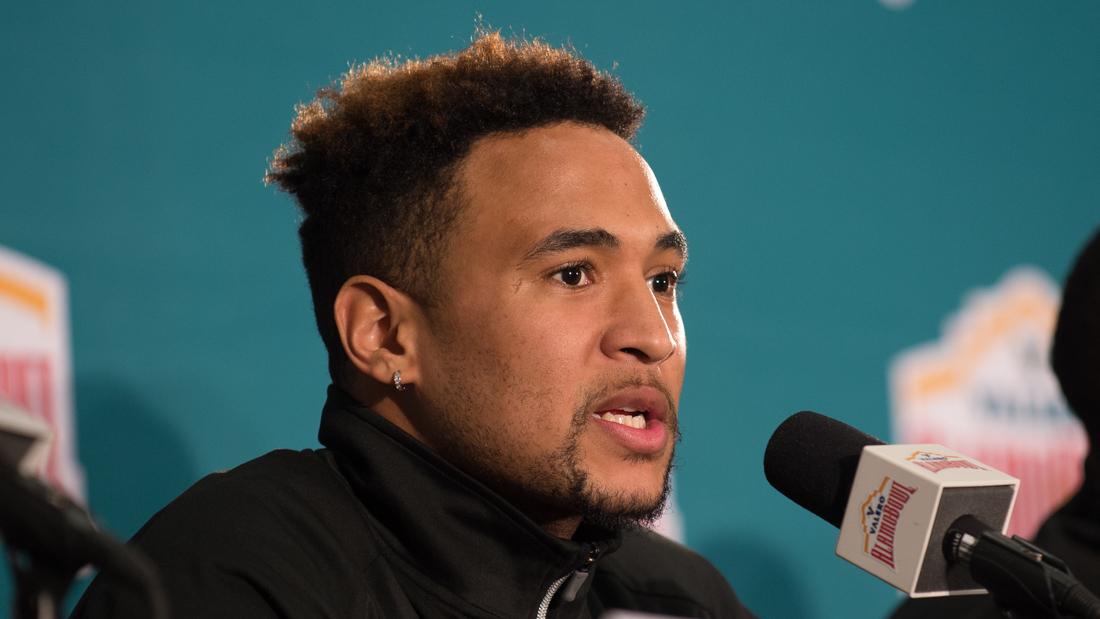 Oregon Ducks quarterback Vernon Adams Jr. (3) answers a question during a press conference at the San Antonio Marriott Riverwalk Hotel in San Antonio, Texas on Wednesday, December 30, 2015. (Adam Eberhardt/Emerald)