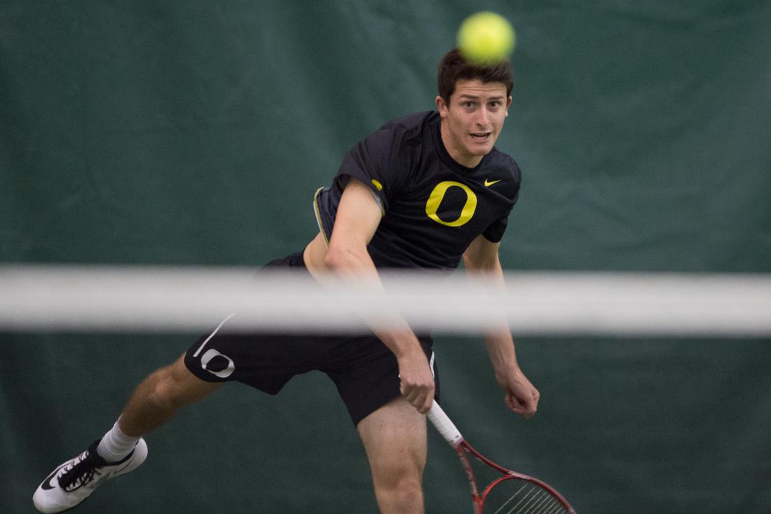 Oregon&#8217;s men&#8217;s tennis squad has flirted&#160;with disaster all season, and so far it&#8217;s&#160;worked. Undefeated at home, the Ducks (8-1 and ranked No. 37&#160;in the nation) have suffered early deficits numerous times this season, only to turn up the intensity mid-match and grind out a victory on each occasion. They notched &#8230;