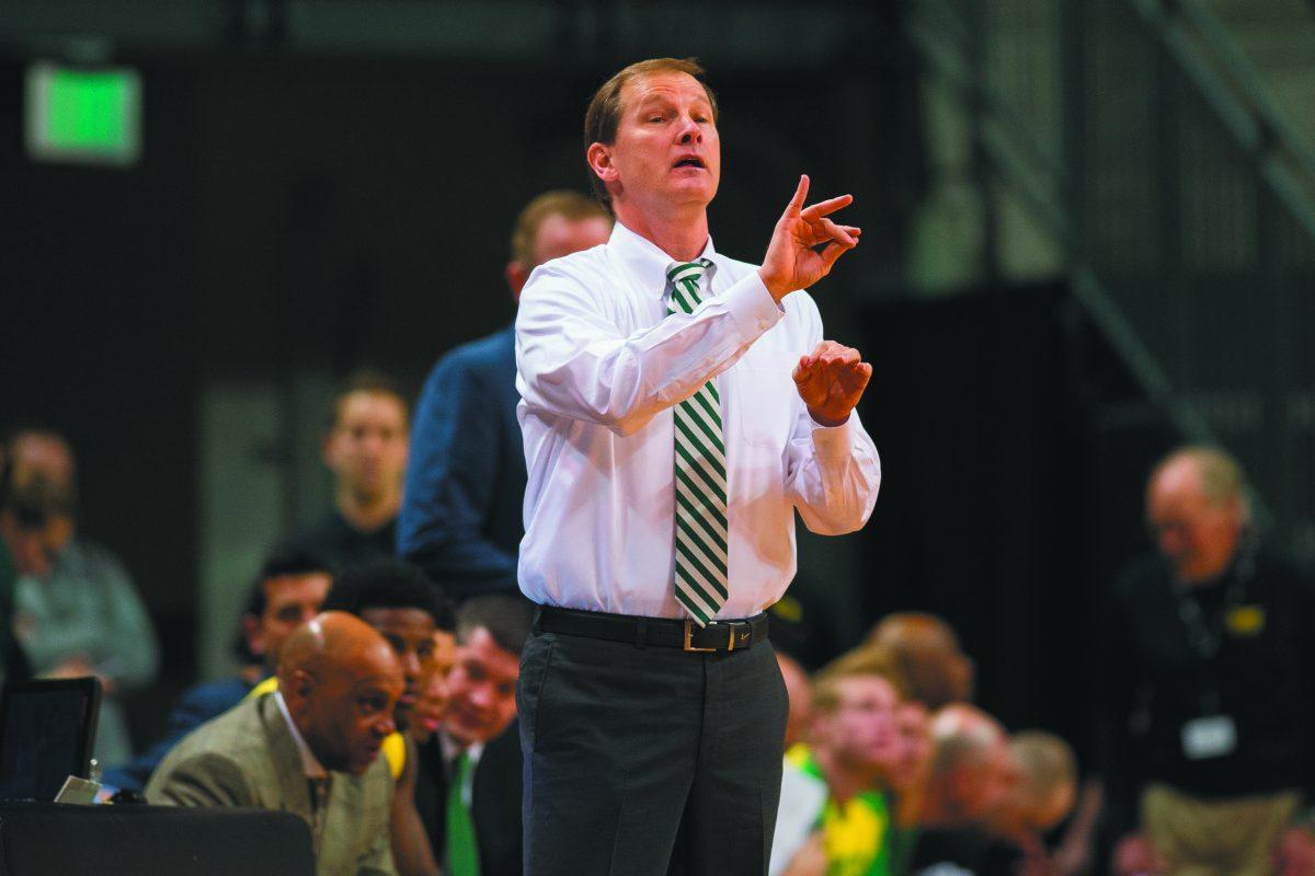 Dana Altman at a recent game (Adam Eberhardt/Emerald).