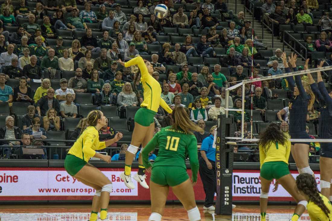 After dropping two sets to Arizona State, the Duck&#8217;s brought their win streak to 10 as they rallied to win the fourth and fifth sets and defeat the Sun Devils 3-2 on Friday&#160;during their first Pac-12 road trip of the season. Though ASU scored the first two points of the &#8230;