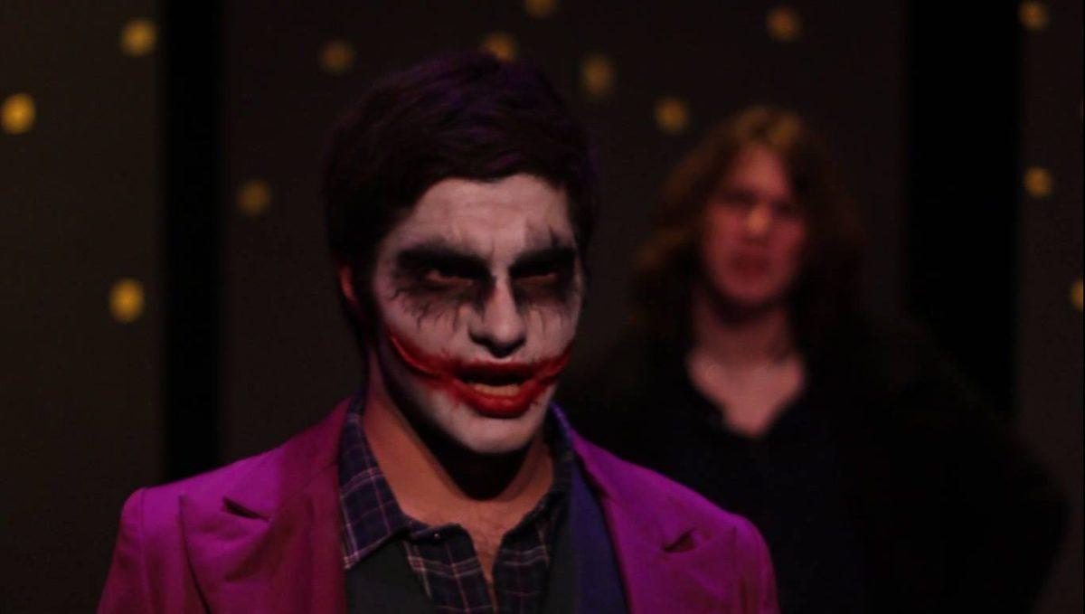 The Joker sings in Pocket Playhouse&#8217;s production of &#8220;Dark Knight: The Musical.&#8221; (Ben M. Jones/Pocket Playhouse)