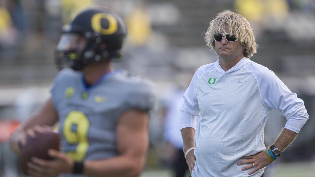 <p>Former Oregon quarterbacks coach David Yost was hired as Utah State’s offensive coordinator on Friday afternoon. Yost spent just one season in Eugene, working to develop freshman quarterback Justin Herbert. Yost’s hiring is the fourth known assistant under Mark Helfrich not to join Willie Taggart’s staff. Matt Lubick was hired as wide receivers …</p>