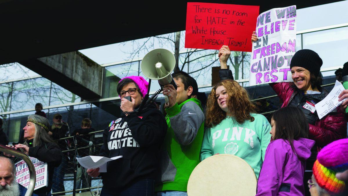 Eugene rallied against Trump&#8217;s anti-immigration policies in January. (Will Campbell/Emerald)