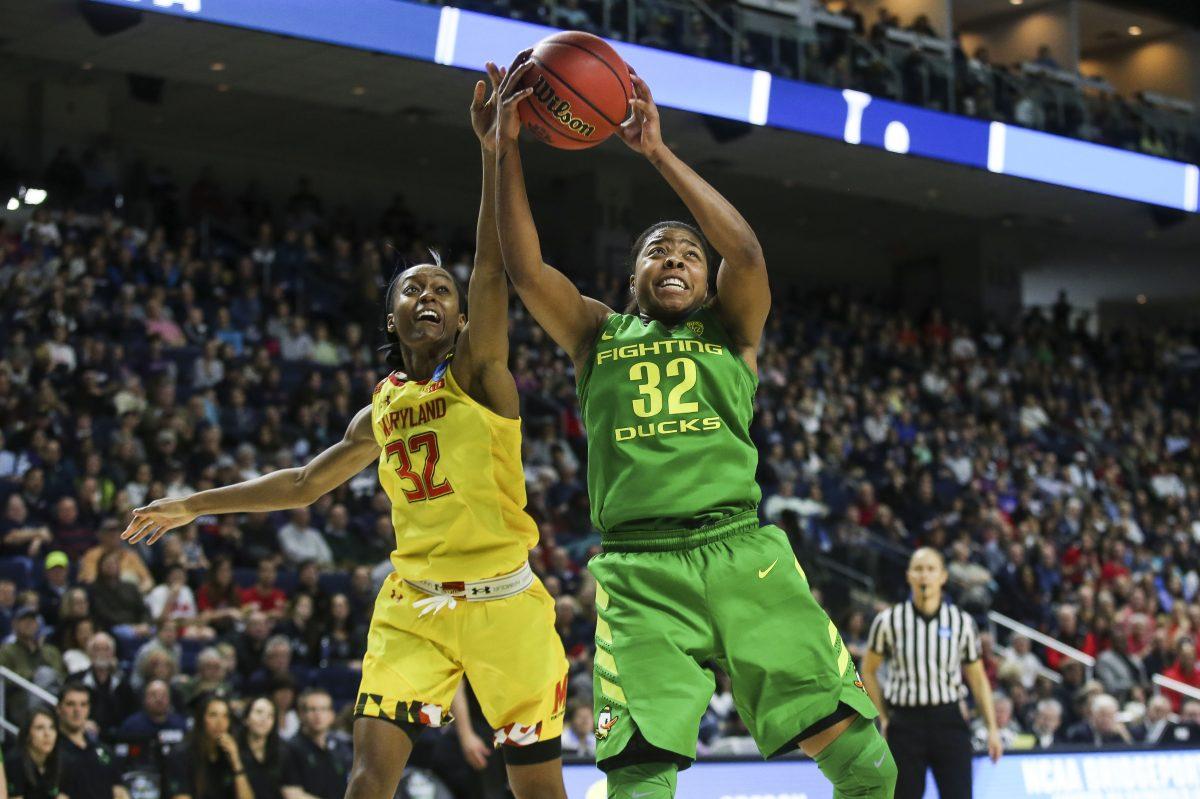 The Oregon Ducks take on the Maryland Terrapins in the Sweet 16 of the NCAA Tournament at Webster Bank Arena in Bridgeport, CT on March 25, 2017 (Eric Evans/Oregon Athletics