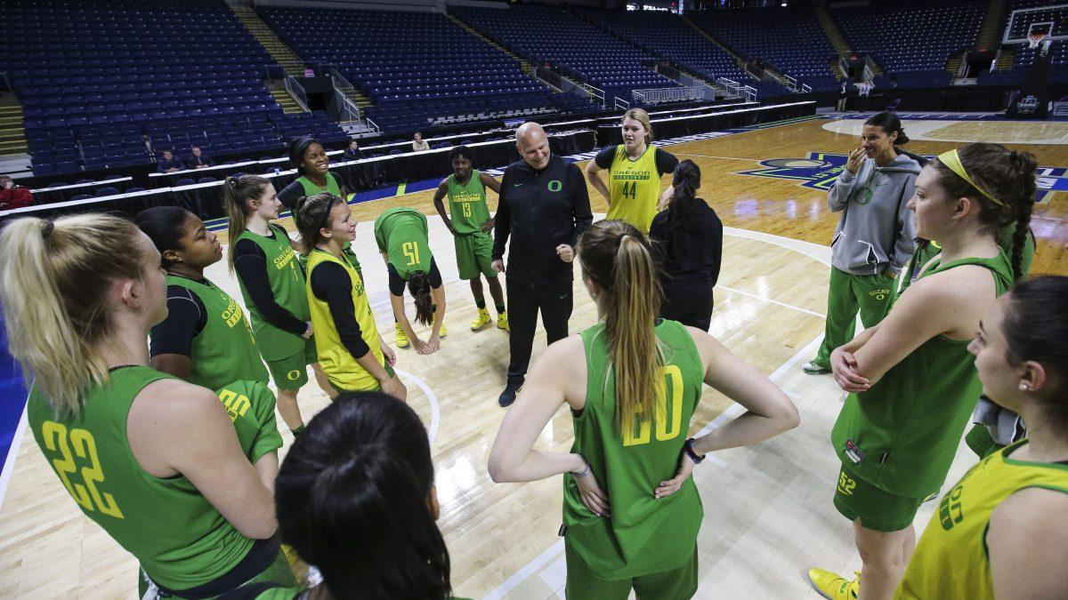 BRIDGEPORT, Conn. &#8212; Oregon&#8217;s Sweet 16 practice on Webster Bank Arena&#8217;s court is in the books. The Ducks were the second of four teams to practice in the lead up&#160;to the program&#8217;s first Sweet 16 appearance. Oregon meets No. 3-seeded Maryland on Saturday morning (8:36 a.m. PT, ESPN) in what &#8230;