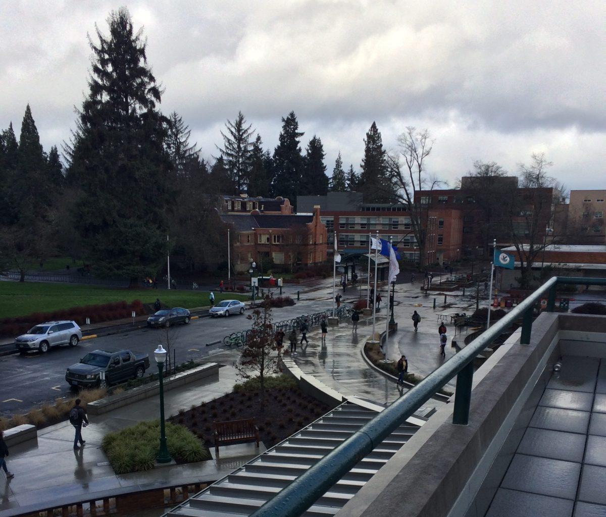 Spring term provides nicer weather than the cloudy day depicted in the photo above. Go outside! (Sararosa Davies/Daily Emerald)