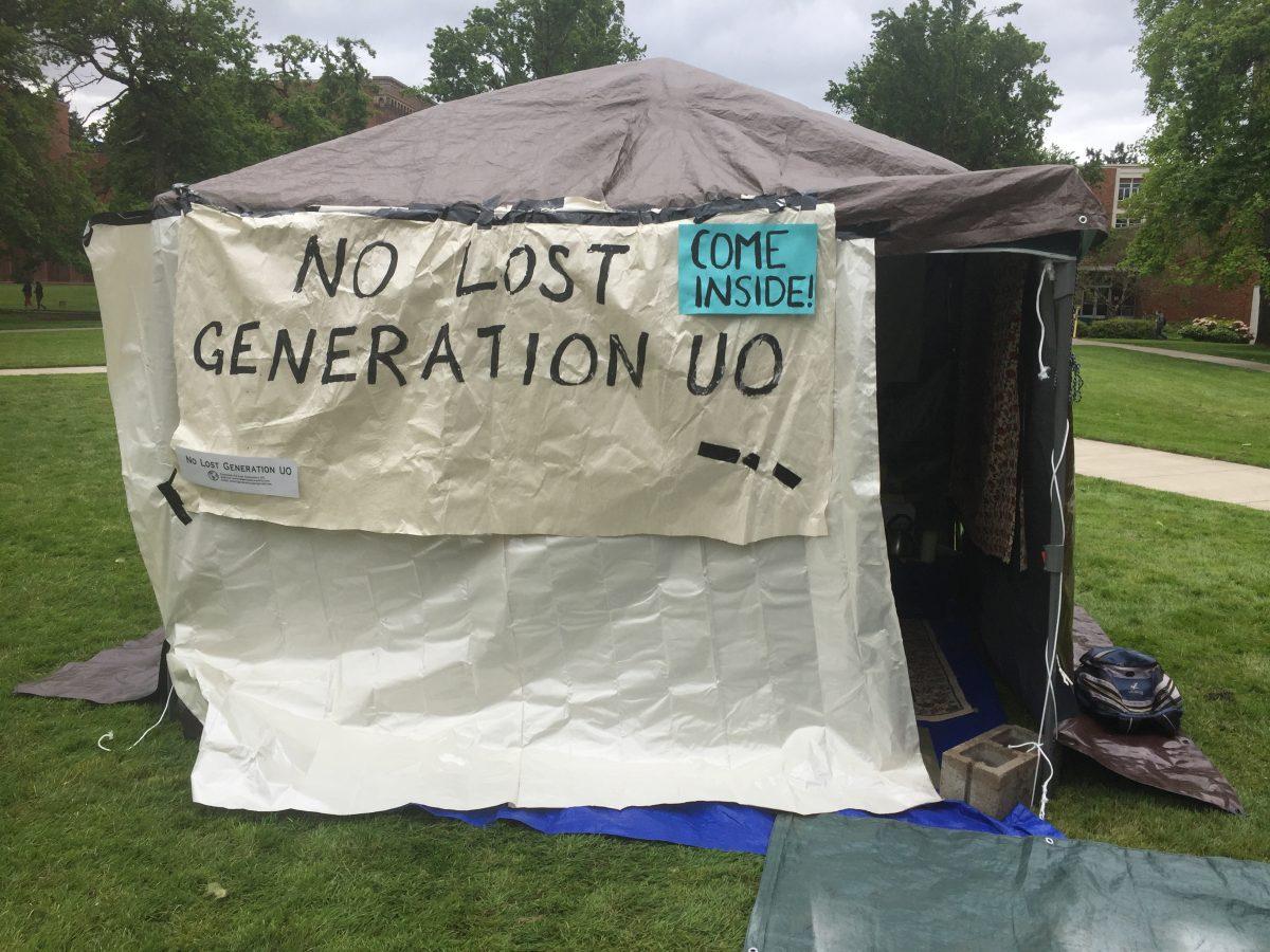 One University of Oregon&#160;student group is inviting students to experience what life in a refugee tent is like. The tent, in the lawn between Condon Hall and Chapman&#160;Hall, is complete with a bedroll, cookware and study materials. It&#8217;s open for students to explore. No Lost Generation is one of the &#8230;