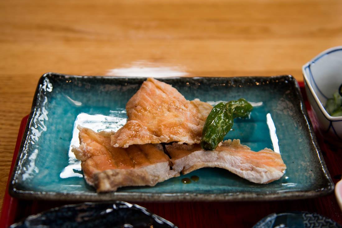 One of the side dishes accompanying Teishoku. Maneki Neko is located in Eugene, Ore., close to the 5th Street Market. June 8, 2019. (Madi Mather/Emerald)