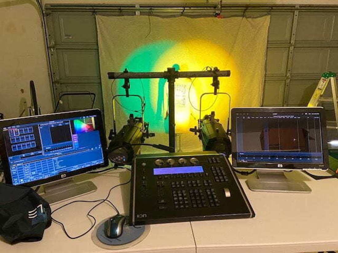 Theatre professor Janet Rose used her garage to construct a lab for her stage lighting class.&#160;(Courtesy of UO Department of Theatre Arts)