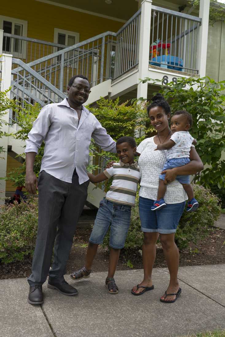 Gubae Beyene, graduate employee and doctoral student, and his wife, Hewan Beyene, adjusted their home into a cohesive environment of school and work for their children. University of Oregon students, employees, and faculty members with family at home are learning to balance childcare, school, and work due to the circumstances of COVID-19. (Kevin Wang/ Daily Emerald)