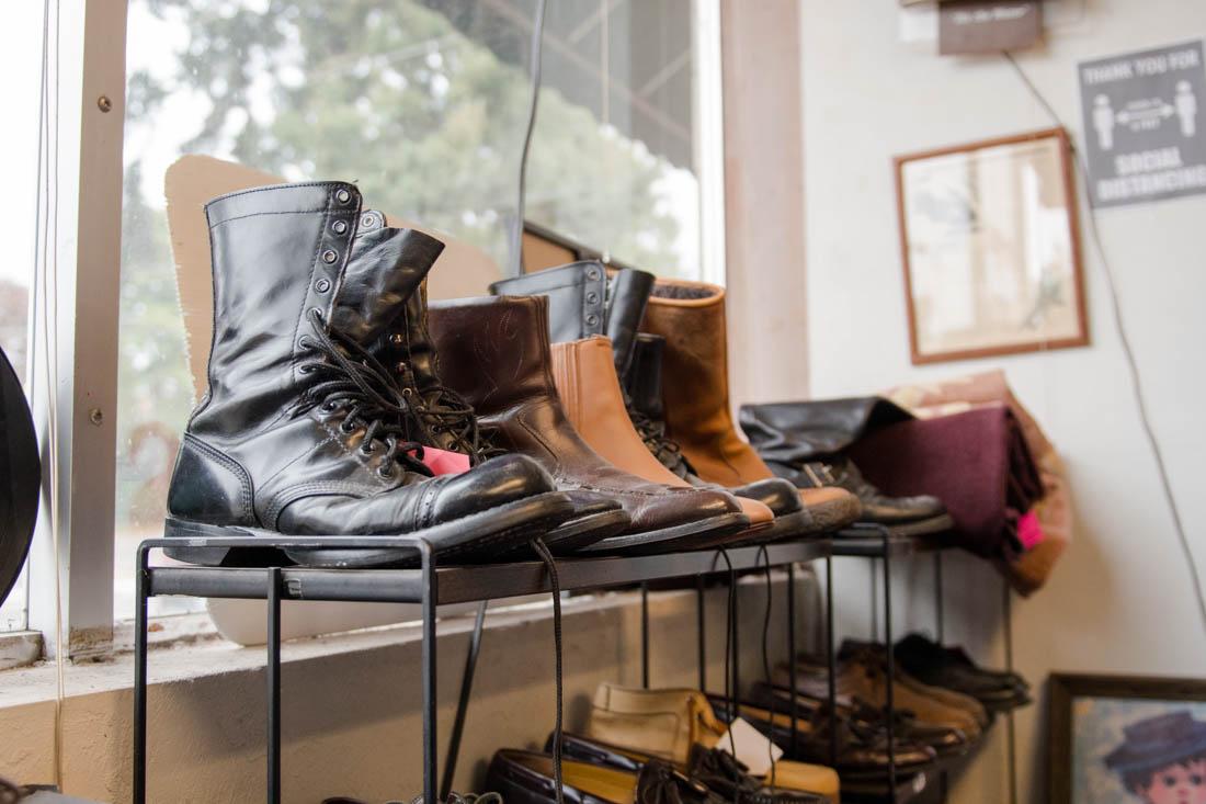 Eugene Jeans has various options for clothing, including shoes, belts, sweaters, and more. Eugene Jeans, a vintage clothing store located on 13th Ave. in Eugene, Ore., first opened its doors in 1997. Sept. 25, 2020. (Madi Mather/Emerald)