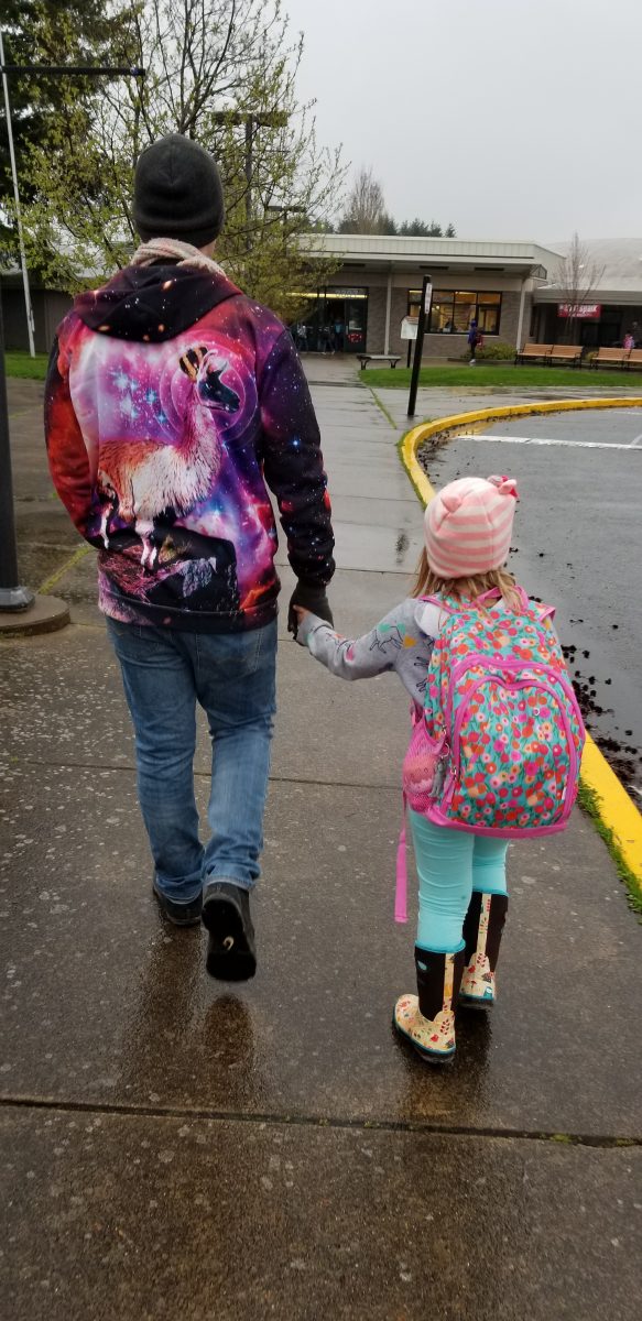 Jeff McKnight and his 8-year-old daughter on a walk. (Courtesy of Laura McKnight)