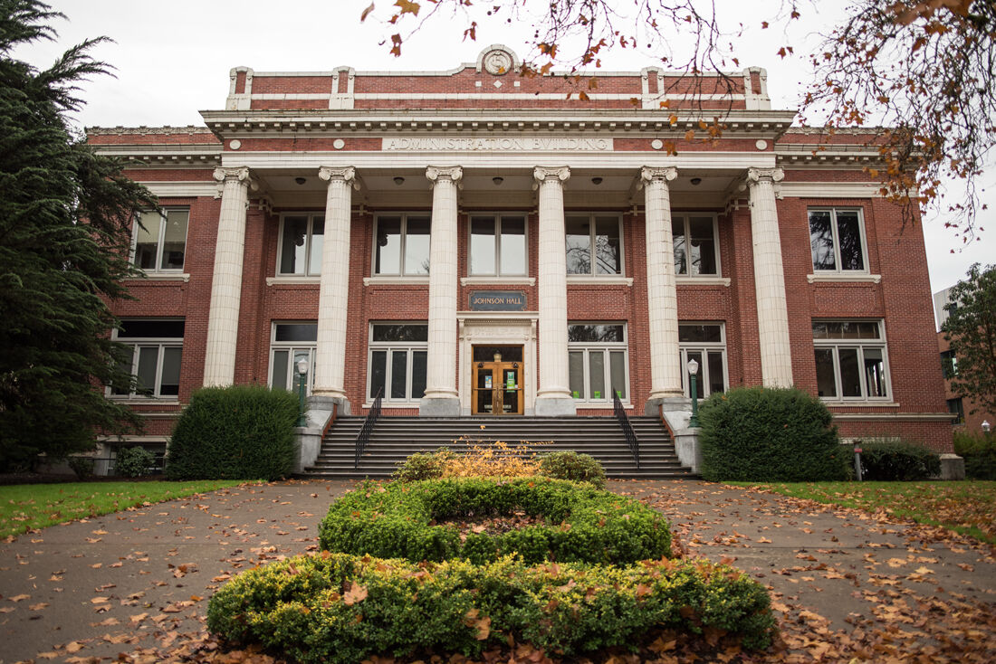 Johnson Hall, located near the center of the University of Oregon campus in Eugene, Ore., is the university&#8217;s main administration building. (Marissa Willke/Emerald)