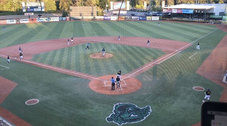 Sean Roby hits a walk-off, two-run double to lift the Eugene Emeralds over the Hillsboro Hops&#160;on July 25.