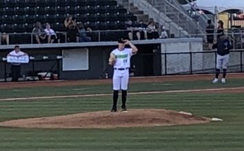 Seth Corry prepares to throw a pitch for the Eugene Emeralds on July 11 against the Everett AquaSox.