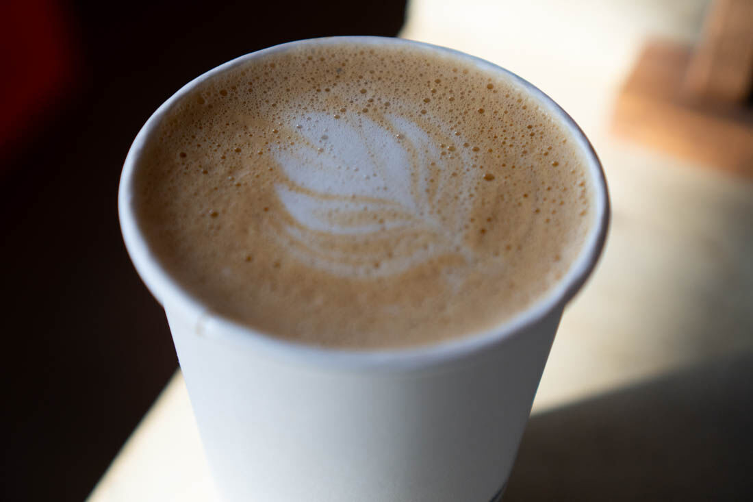 The coffee shop has the dairy-free favorite, oat milk. Glass House coffee shop is nestled in the Whiteaker area of Eugene.(Ali Watson/Emerald)