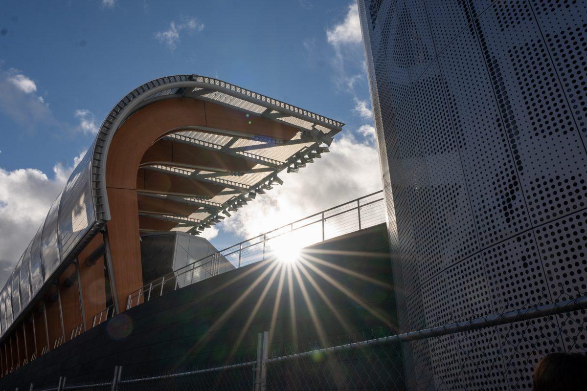 Located across from the William Knight Law Center, Hayward Field is the University of Oregon Track and Field team's stadium. (DL Young/Emerald).