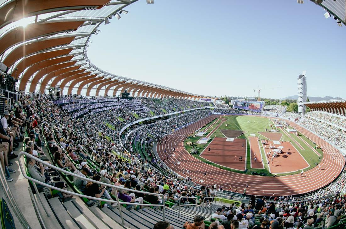 Fans eagerly await the days events to unfold at Hayward Field. The World Athletics Championships continue onto day eight at Hayward Field in Eugene, Ore., on July 22, 2022. (Maddie Stellingwerf/Emerald)