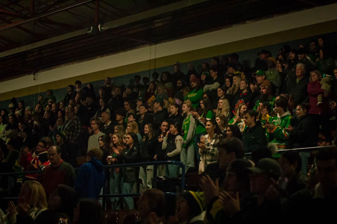 A packed home crowd. Oregon men's hockey takes on the University of Victoria at the Rink Exchange in Eugene, Ore on Nov. 4, 2022. (Kai Kanzer/Emerald)