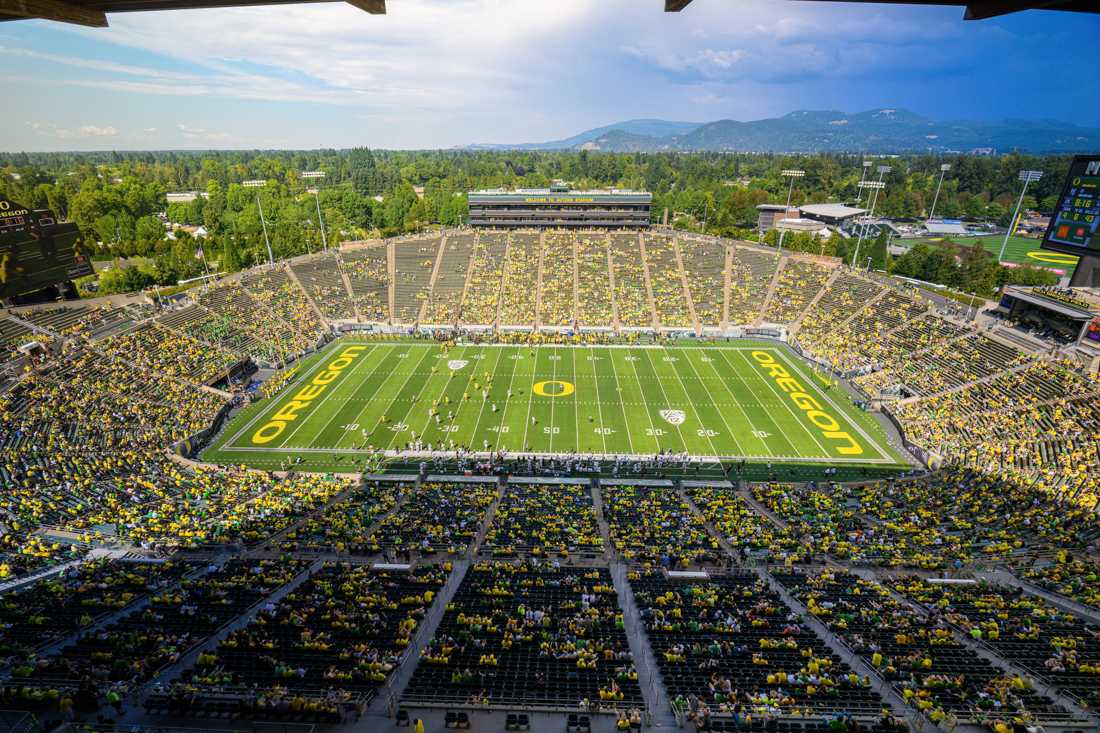 Autzen Stadium awaits thousand of fans prior to Oregon Football's first game of the season. (Eric Becker/Emerald)