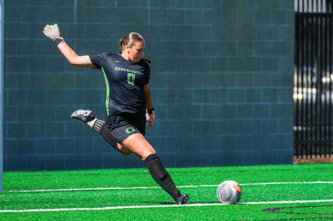 The University of Oregon Ducks Soccer team played the University of Denver in a home match at Pap&#233; Field in Eugene, Oregon, on September 10, 2023. (Eric Becker/GoDucks)