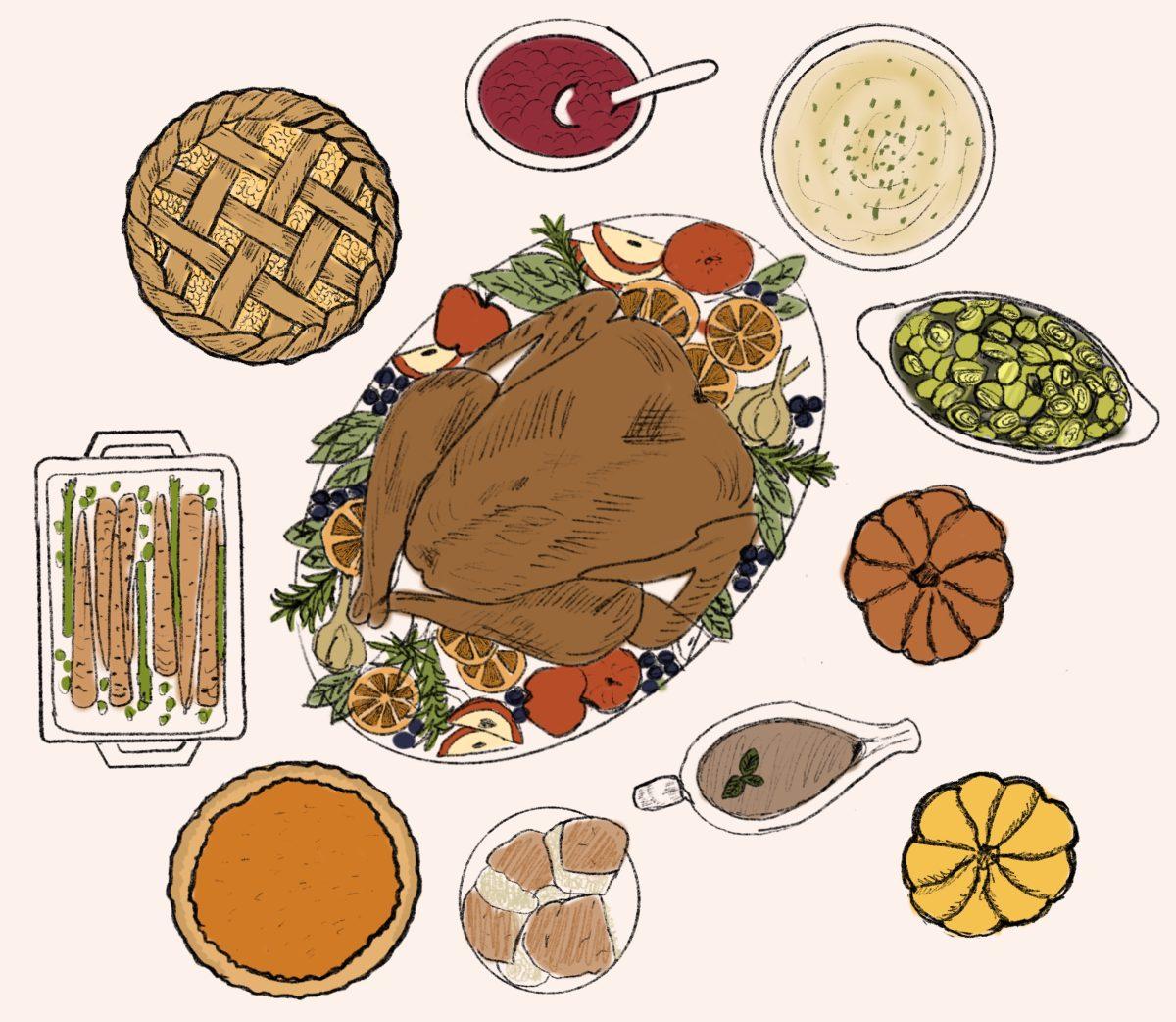 Holly Huynh // The Daily Emerald// Thanksgiving Spread illustration