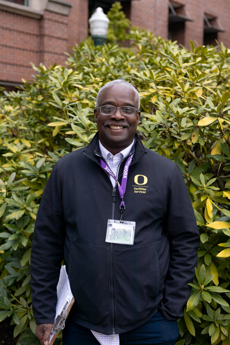 Johnny Earl is stepping down as the SEIU President. Johnny Earl is a Custodial Coordinator in Campus Planning and Facilities services at University of Oregon in Eugene, Ore., (Kemper Flood/ Daily Emerald).