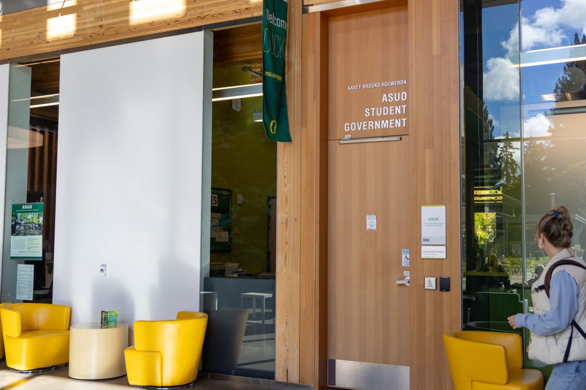 The ASUO (Associated Students Of The University of Oregon) office is located in the Erb Memorial Union 004. (Sebastian Flores/Emerald)