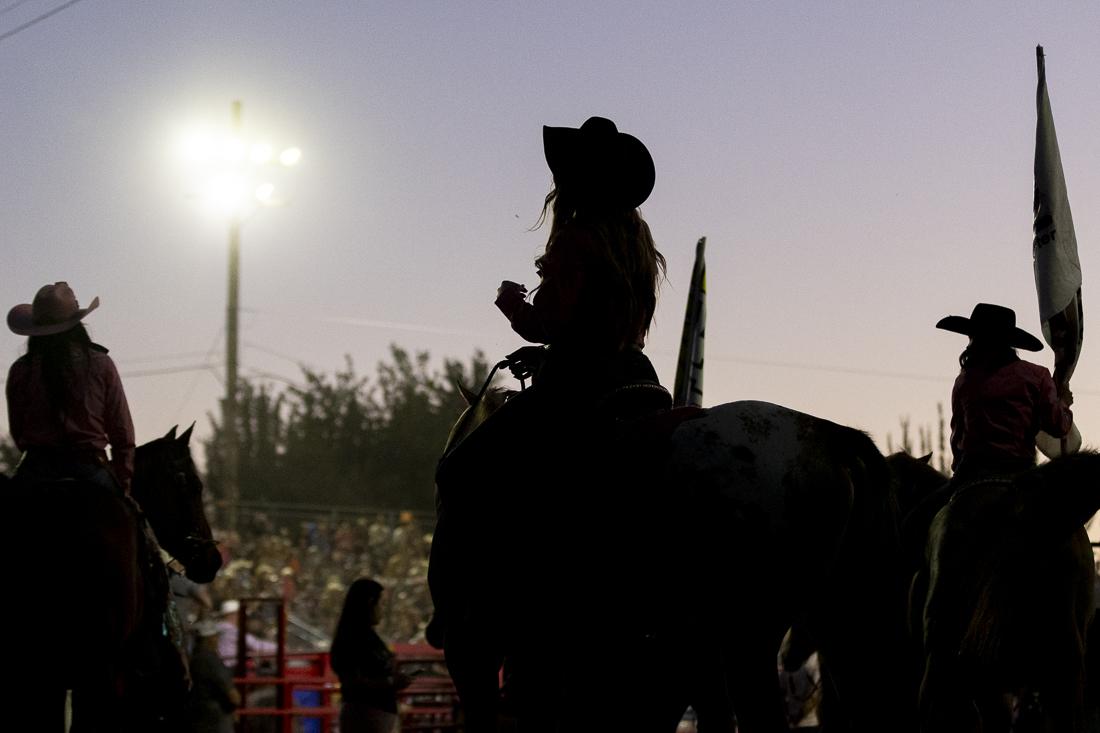 Rodeo contestants wait outside of the arena on July 3, 2024. The Eugene Pro Rodeo kicked off its first day with the theme of "Tough Enough to Wear Pink," in support of cancer awareness. (Alex Hernandez/Emerald)