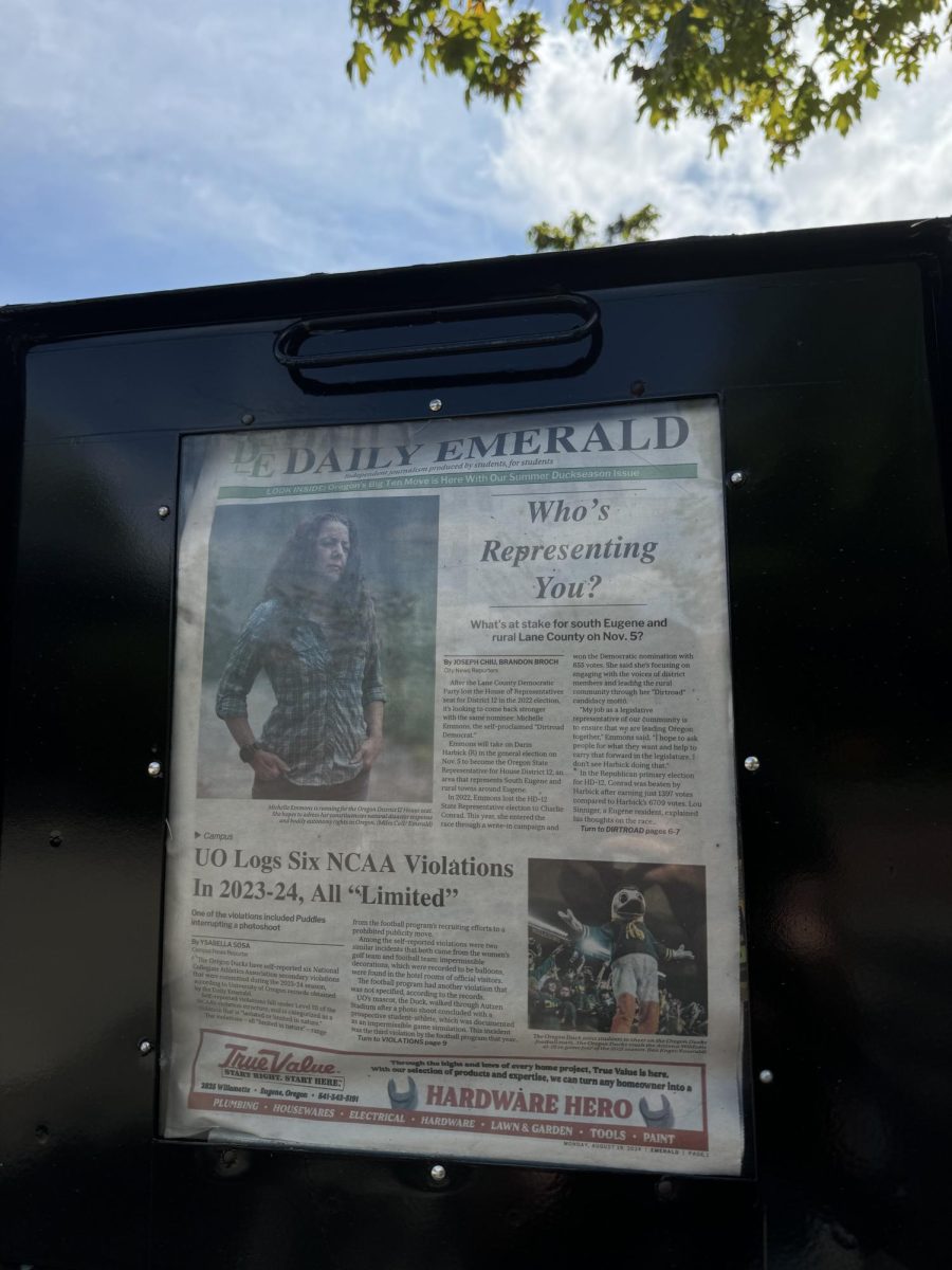 On Monday, Aug. 19, 2024, the Daily Emerald launched its new design for its print edition. The last time the Emerald has undergone a print-edition redesign was in 2012. (Tristin Hoffman/Emerald)