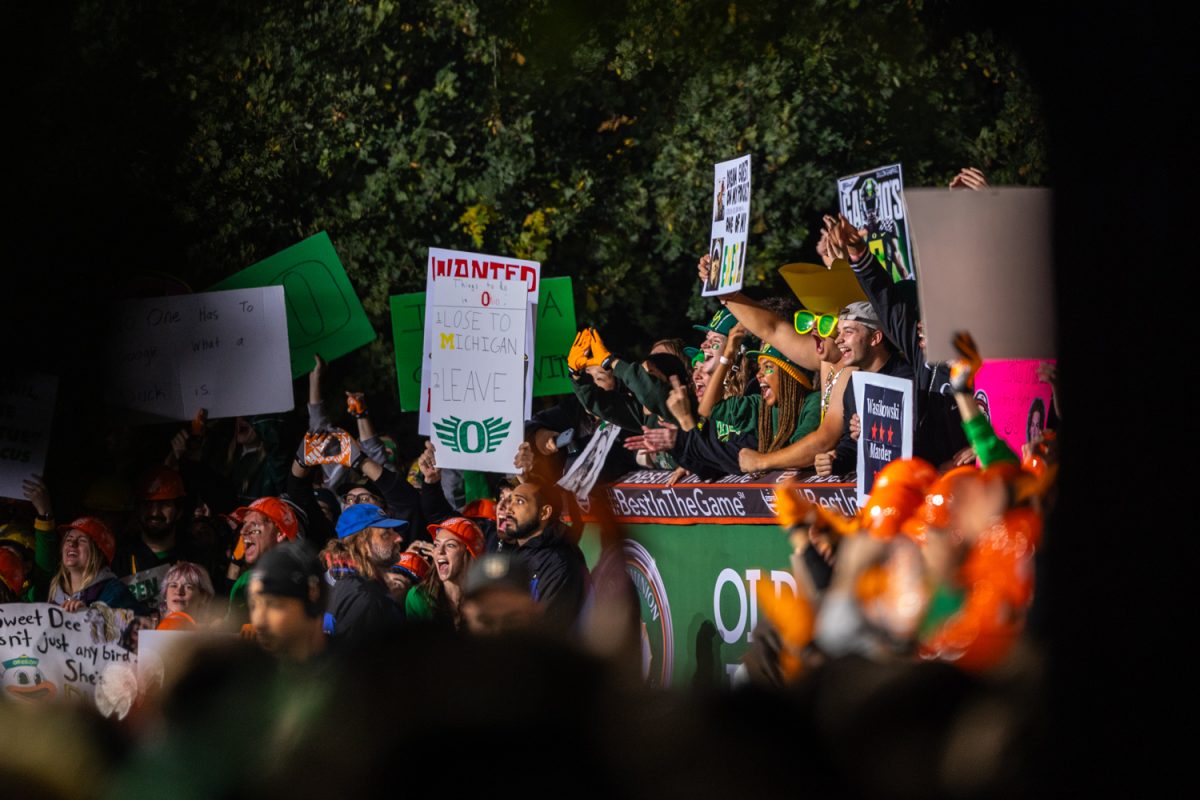 ESPN’s College GameDay makes its 12th visit to the University of Oregon on Oct. 12, 2024. The Ducks face off against the Ohio State Buckeyes later in the day, a match-up like no other played in Autzen Stadium in Eugene, Ore. (Molly McPherson/Emerald)