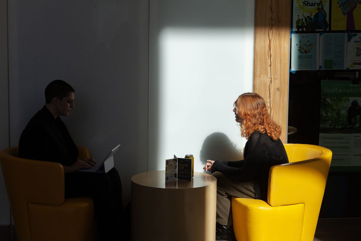 Junior Emma Deutschman speaks to Daily Emerald reporter, Maddox Brewer Knight about their experiences with university counseling. (Miles Cull/Emerald)