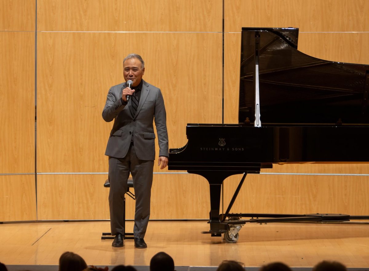 Pianist Jon Nakamatsu is currently in his third decade of touring worldwide. Nakamtasu performed at Beall Concert Hall, Eugene, Thursday evening. He addresses the crowd and discusses the importance of piano touring. 