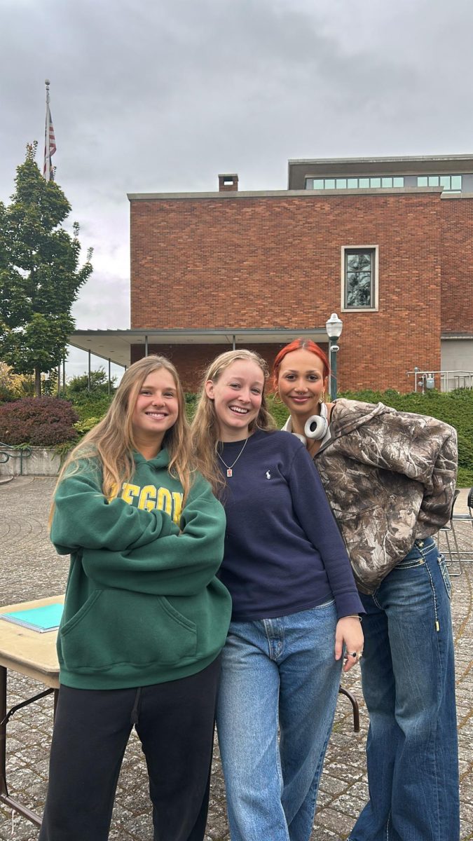 Women in Psychology Club members Billie Riess (left), Megan Ofstun (middle) and Olivia Hagmeier (right). Photo courtesy of Natalie Tomoyasu. 