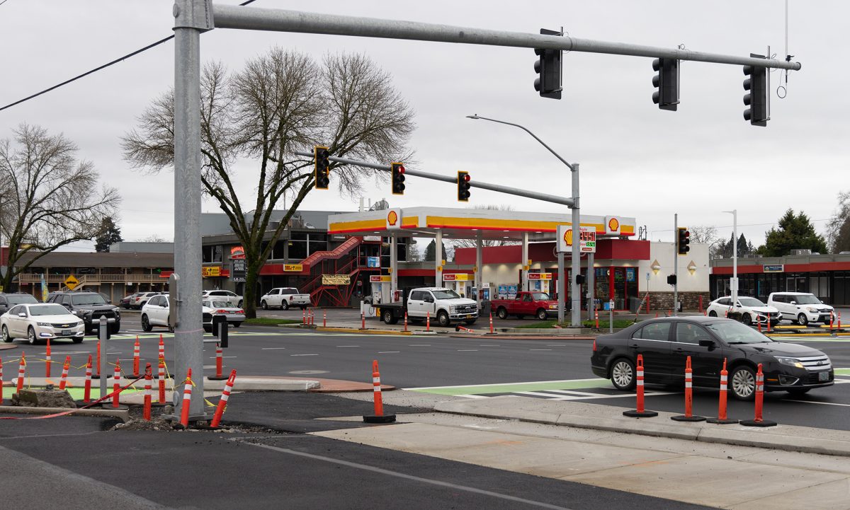 The River Road and Irving intersection under construction In Eugene Oregon. (Miles Cull/Emerald)