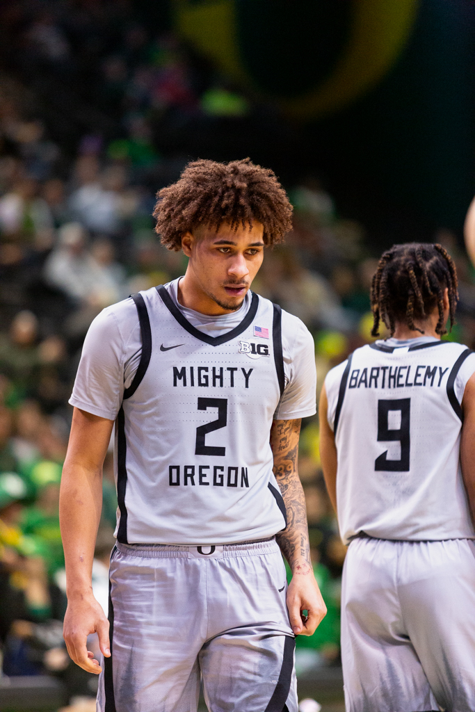 Number 2, Jadrian Tracey, at the game against the University of Washington. (Roshni Ram/Emerald)