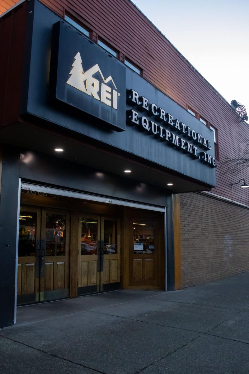 REI is a retail store that carries an assortment of outdoor gear and clothing. The REI store is located in the Eugene Planing Mill Building, but the store plans to relocate to the Oakway Center in Eugene, Ore. (Alyssa Garcia/Emerald)   