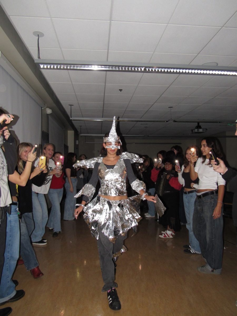 Fashion Club had a meeting where they put together a fashion show with aluminum foil based on neo futurism. This meeting showcased the creativity of their members. (Photo courtesy of Fashion Club President, Lauren Bullard)