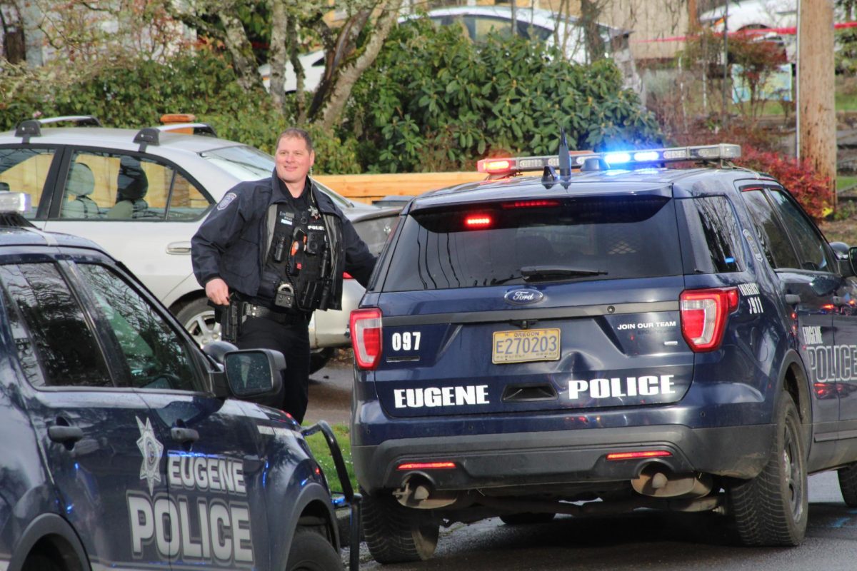 Police respond to a shooting on March 3, 2025 in South Eugene. 