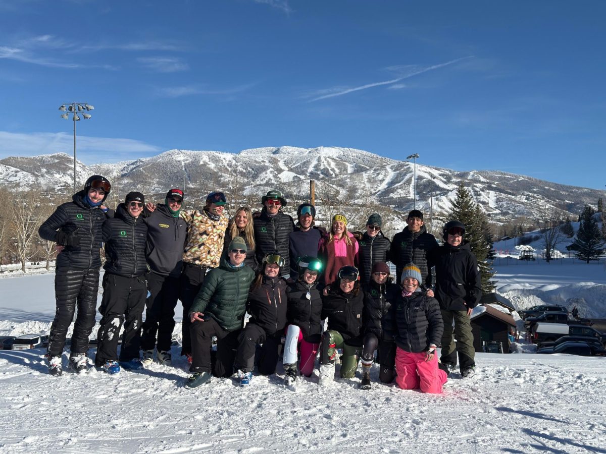 UO Alpine poses for a photo at the USCSA Regional Championships in Steamboat, CO. Photo courtesy: Sage Sappenfield