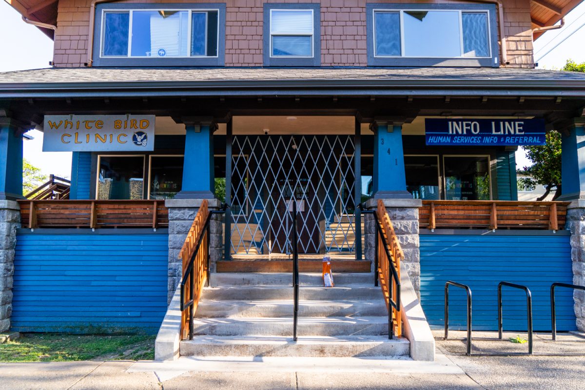 The White Bird Clinic, located on the corner of 12th and Mills Alley, runs the CAHOOTS program previously in Eugene and now exclusively in Springfield. (Rowan Campbell/Emerald).