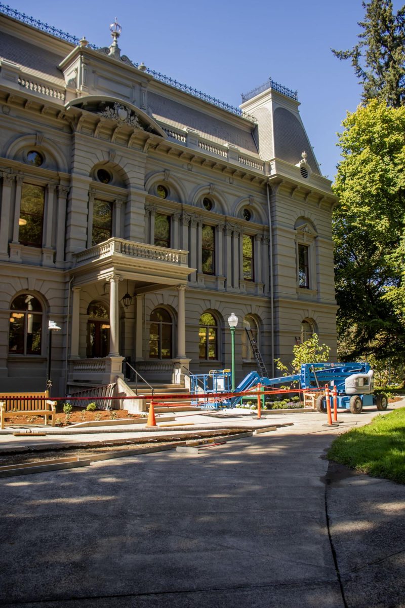 Villard Hall is one of the oldest buildings on the campus of the University of Oregon. The building has been under construction throughout the summer and the building is planned to be open for the upcoming school year. (Alyssa Garcia/Emerald)  

