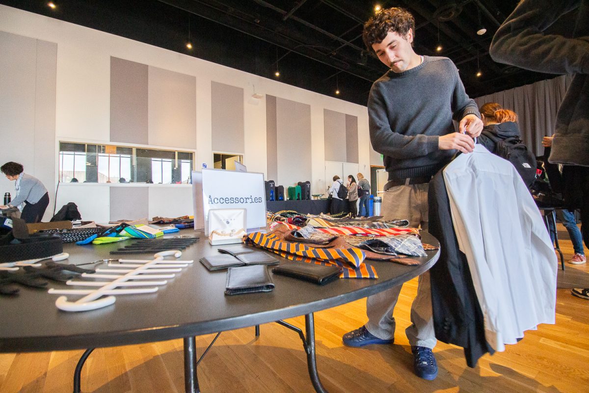 On November 19, 2025, The University Career Center hosted the Career Closet Pop-Up, an event where student could pick up free dress clothes, at the Erb Memorial Union, at University of Oregon, based in Eugene, Ore. (Fred Hall/Emerald)