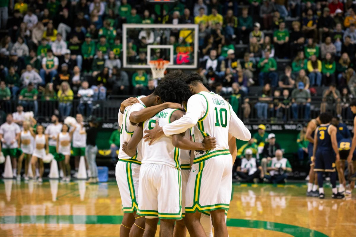 Men's basketball game against the University of Michigan at Matthew Knight Arena on January 17, 2026. The Ducks lost 81-71. (Roshni Ram/Emerald)
