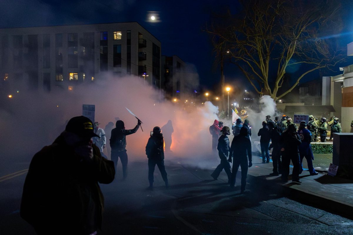 Federal officers use less than lethals against protesters at Portland's ICE facility on Jan. 31, 2026. ( Joy Edwards/Daily Emerald)