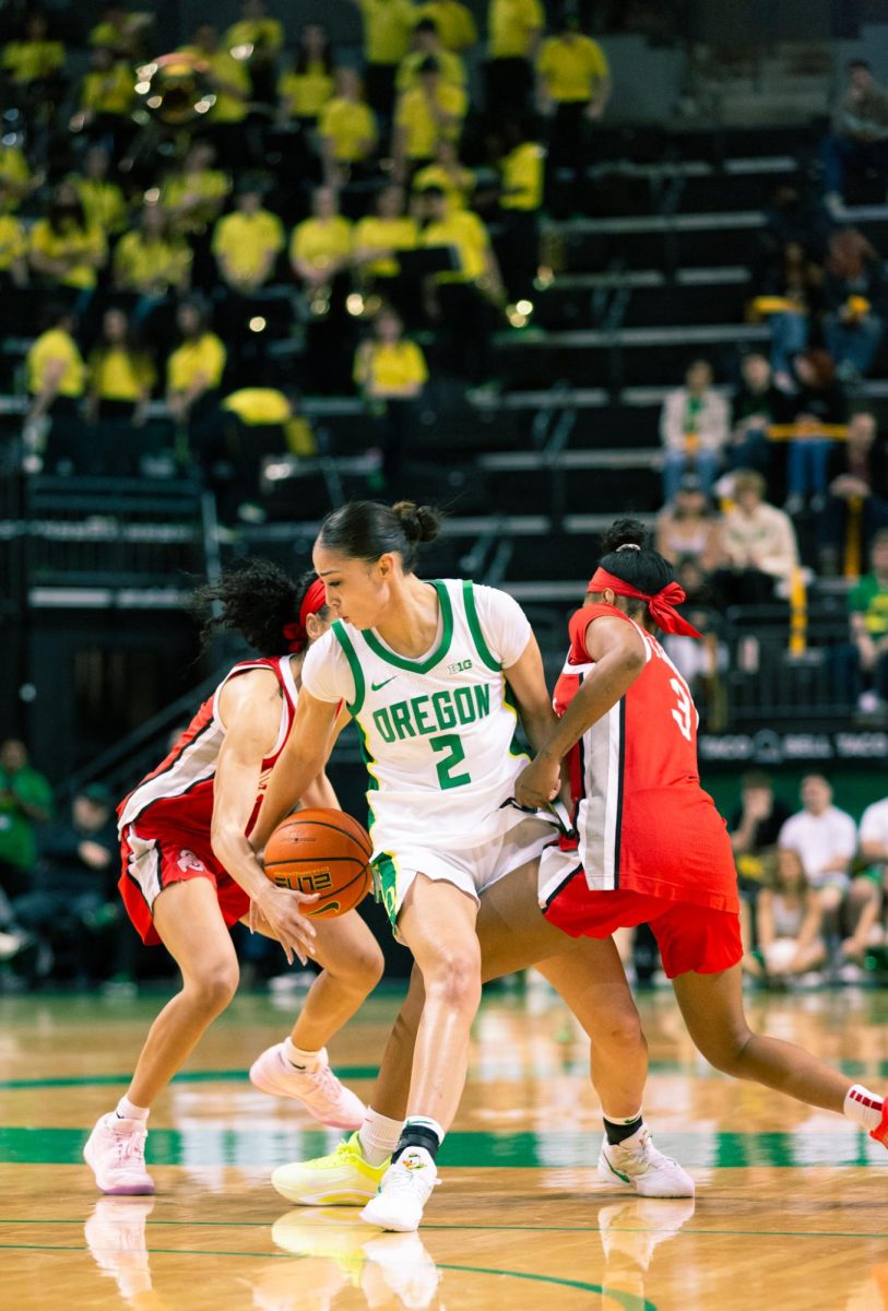 Number 2, Katie Fiso at the Women's basketball game against Ohio State (Roshni Ram/Emerald)