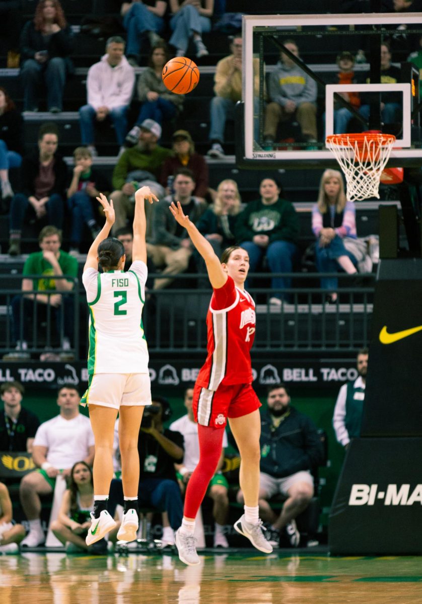 Number 2, Katie Fiso at the Women's basketball game against Ohio State (Roshni Ram/Emerald)